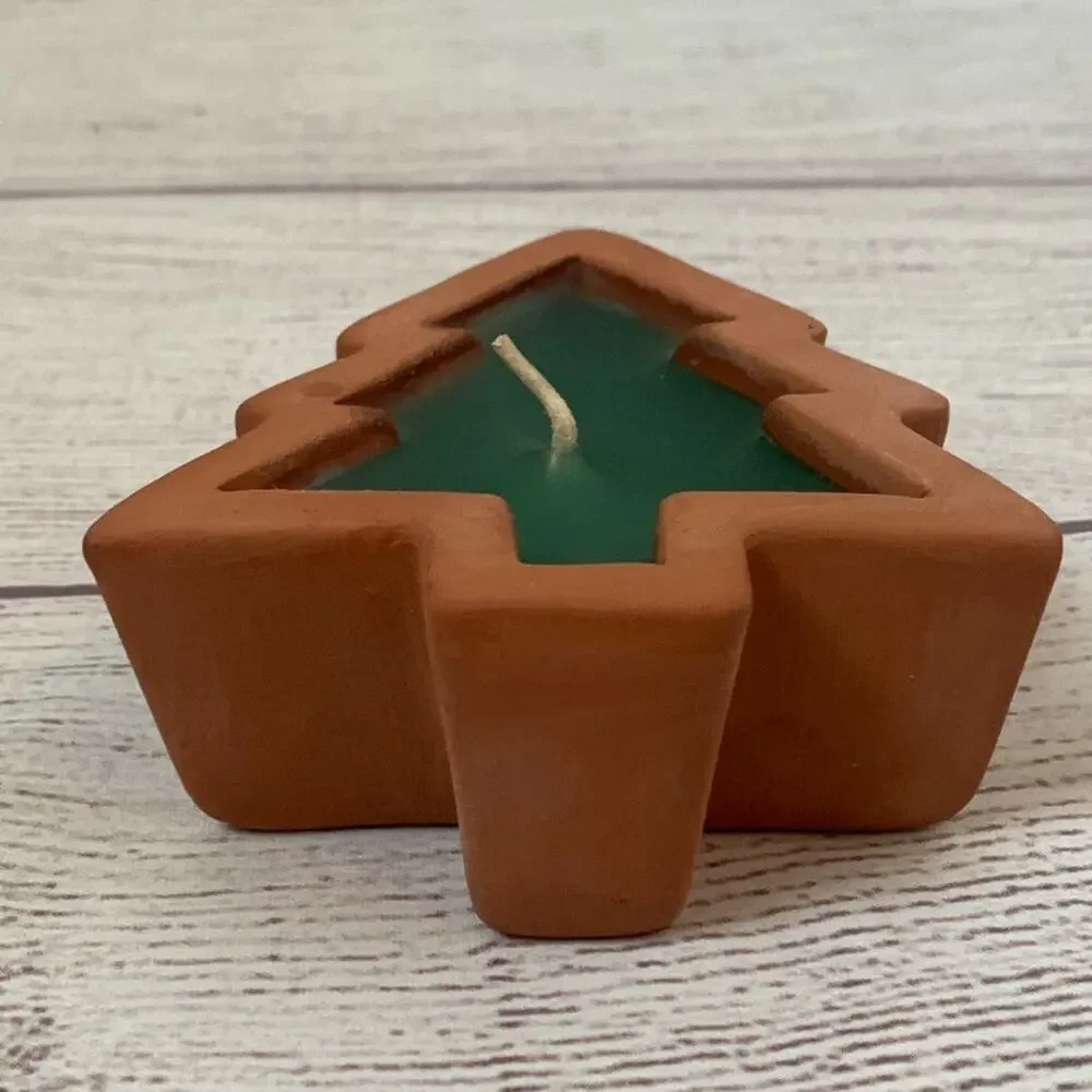 Canterbury Candles Vintage Terracotta Tree and Star Candle Set of 3 Christmas